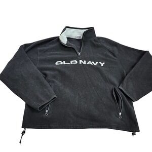 Old Navy Outlet Mens XL Black Fleece Quarter Zip Pullover Embroidered Logo 15329